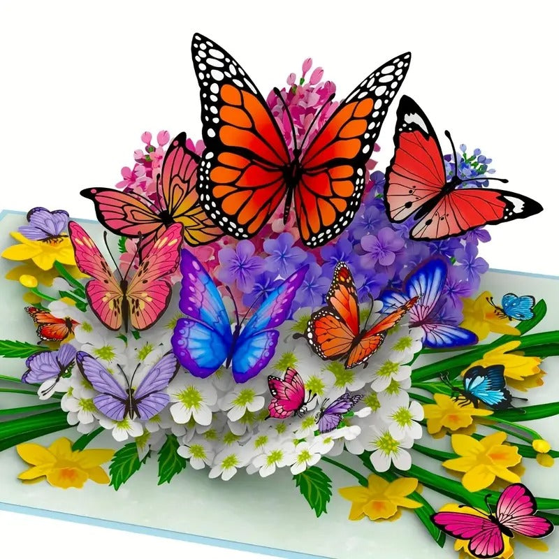 3D Pop Up Greeting Card  Handmade Butterfly & Flower Pop-Up Card for All Occasions