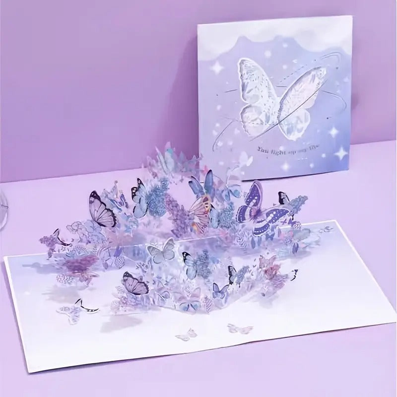 Purple Butterfly Pop-Up Greeting Card – 3D Paper Craft for Birthday, Anniversary, Graduation & Special Occasions