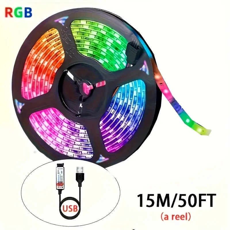 100FT/50FT Smart RGB LED Strip Lights – USB Powered with 44-Key Remote & App Control, Color-Changing LED Lights for Bedroom & Home Decor